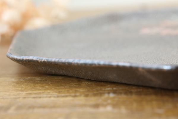 益子焼 炭化焼シリーズ  八角ワンプレート皿 約26～26.5cm さくら桜シリーズ 単品1枚