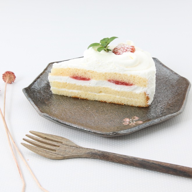 益子焼 炭化焼シリーズ  八角ケーキプレート皿 約17cm さくら桜シリーズ 単品1枚