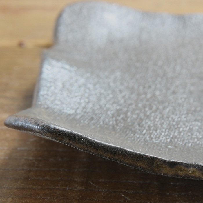 【益子焼】 渋い炭化焼無地 にぎり寿司皿 握り寿司皿 にぎり鮨皿 約10貫前後用 刺身皿にも 板皿 【単品1枚】