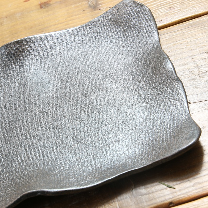 【益子焼】 渋い炭化焼無地 にぎり寿司皿 握り寿司皿 にぎり鮨皿 約10貫前後用 刺身皿にも 板皿 【単品1枚】