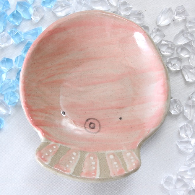 【益子焼】おしゃれ 海の生き物たちシリーズ タコ タコの小皿 豆皿 【単品1枚】