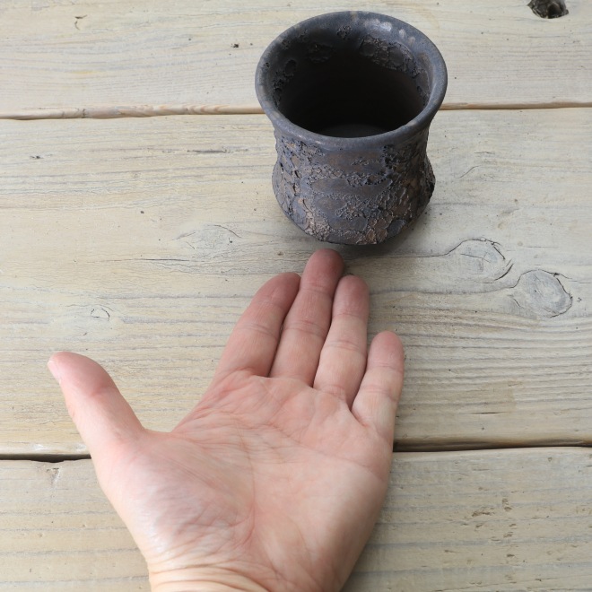 【益子焼】 2.6号鉢 高さ約8.5cm 植木鉢 陶器鉢 塊根植物 コーデックス アガベ サボテン 【NEW銀河鉢クレーター】 作家 陶芸家 横山雄一作