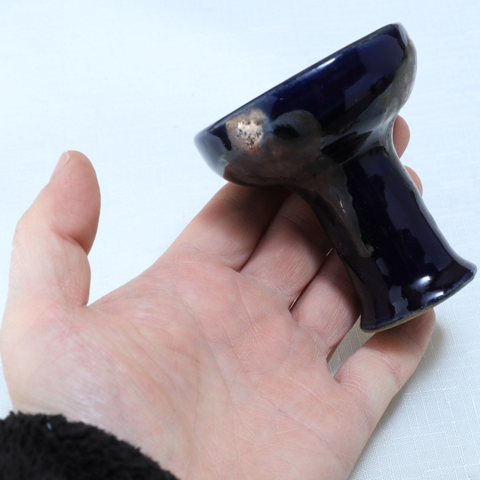 陶器 シーシャ・ハガル ハガー (ボウル クレイトップ トップ ヘッド)全体ルリ色&ブロンズ系の流しがけ 作家 陶芸家 横山雄一作 一点物