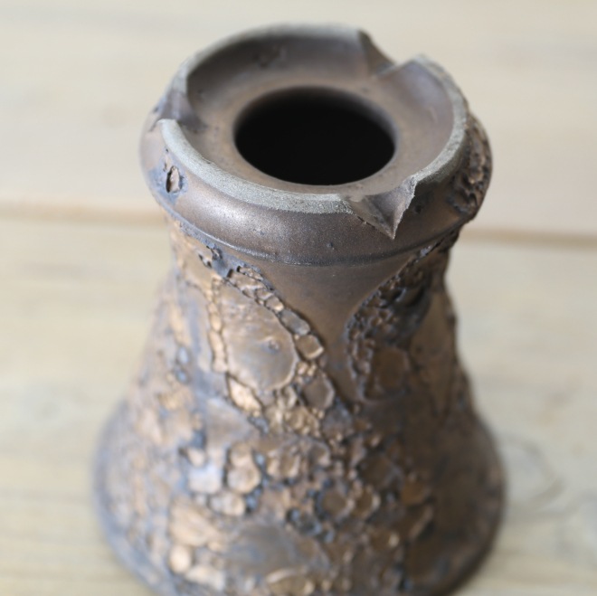 【益子焼】 3.6号鉢 高さ約12.5cm 植木鉢 陶器鉢 塊根植物 コーデックス アガベ サボテン 【NEW銀河鉢クレーター】 作家 陶芸家 横山雄一作