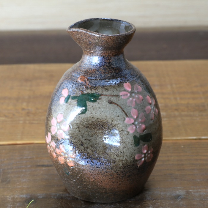 【益子焼】 酒器 酒器セット とっくり 徳利 ぐい呑 お猪口 さくら桜 【とっくり１個・ぐい呑２個のセット】
