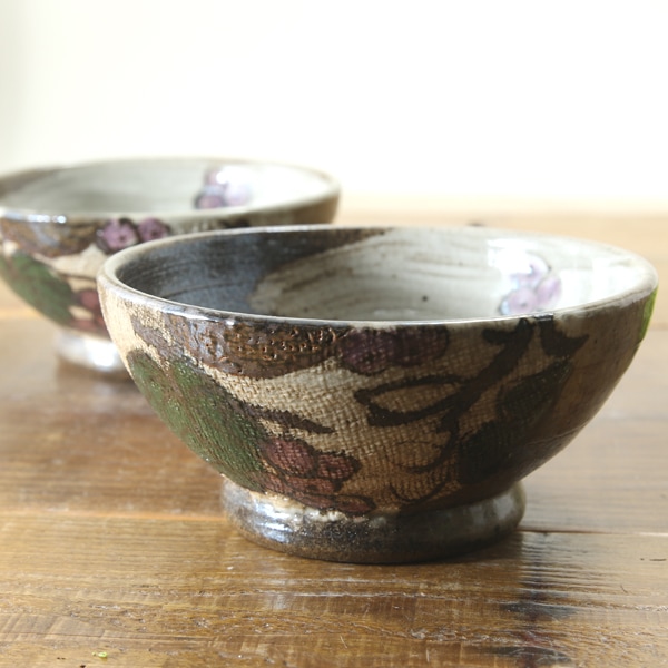 【益子焼】布目ぶどうの夫婦茶碗