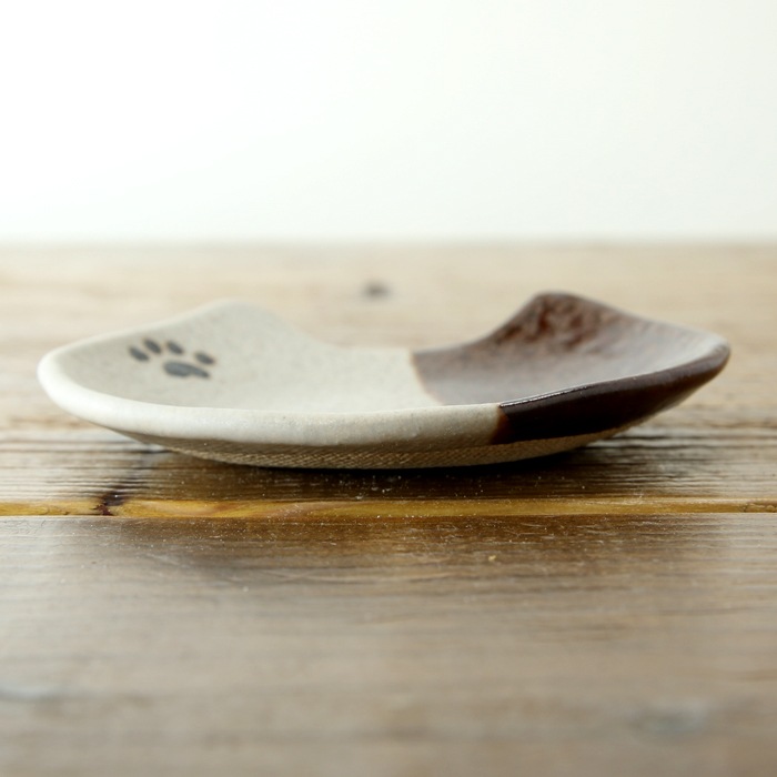 【益子焼】釉薬シリーズ　猫ミミの豆皿　小皿　肉球  　【単品１枚】