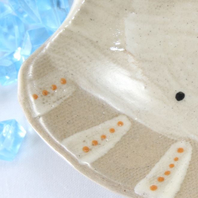 【益子焼】おしゃれ 海の生き物たちシリーズ イカ イカの小皿 豆皿 【単品1枚】