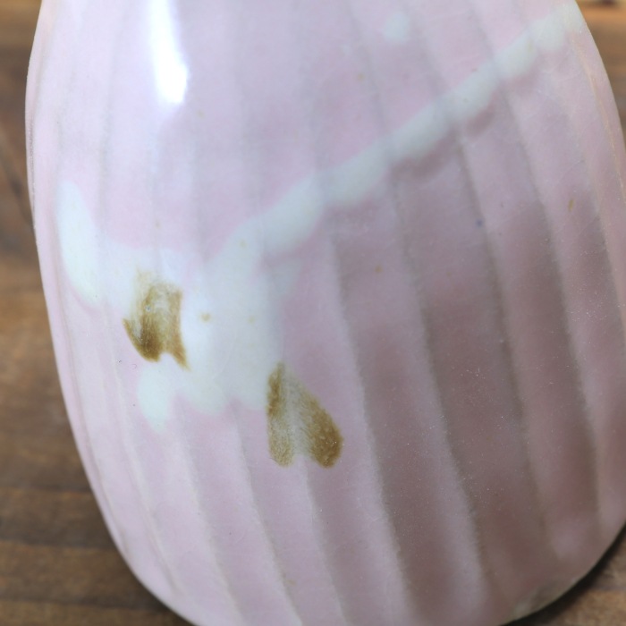 【益子焼】 釉シリーズ 酒器セット 酒器揃え しのぎ 益子ピンク 薄めなピンク 【とっくり１本・おちょこ２個のセット】