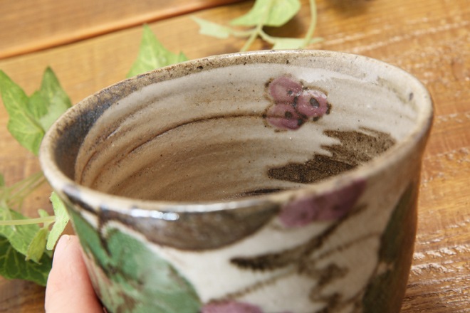 【益子焼】布目ぶどうの 焼酎カップ ロックカップ 【単品１個】