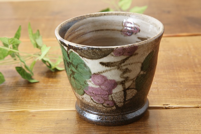 【益子焼】布目ぶどうの 焼酎カップ ロックカップ 【単品１個】