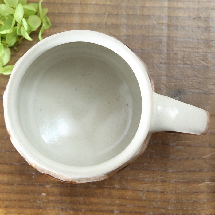 【益子焼】釉シリーズ 荒々しい面取りと重厚感のあるどっしりマグカップ【ホワイト&焦げ茶・益子あめ釉・単品1個】