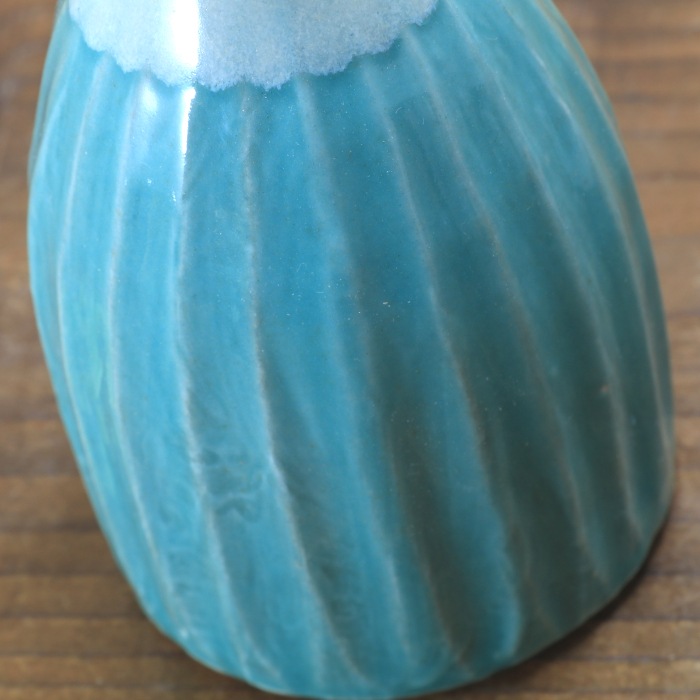 【益子焼】 釉シリーズ 酒器セット 酒器揃え しのぎ 白とシスキーグリーン 【とっくり１本・おちょこ２個のセット】