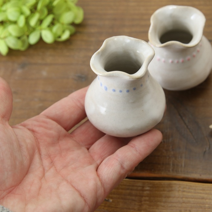 益子焼 一輪挿し わかさま陶芸＞益子焼 一輪挿しペア 雅（アイボリー） | 栃木県