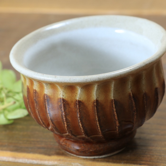 【益子焼】 釉シリーズ 酒器セット 酒器揃え しのぎ 白と茶系色 【とっくり１本・おちょこ２個のセット】