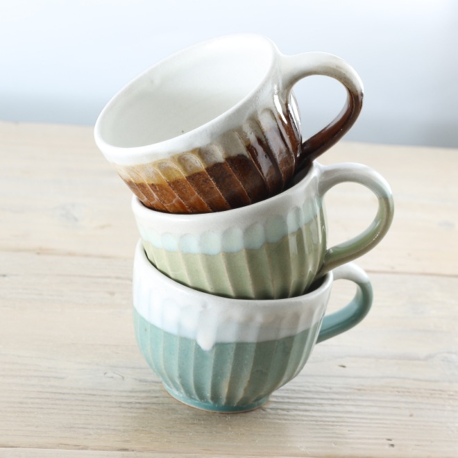 【益子焼】 珈琲カップ コーヒーカップ しのぎ 【カップのみ単品販売】