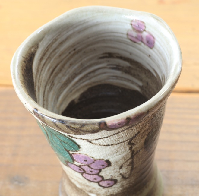 【益子焼】こだわりのお手頃タンブラー 布目ぶどう NEWデザイン 【単品１個】