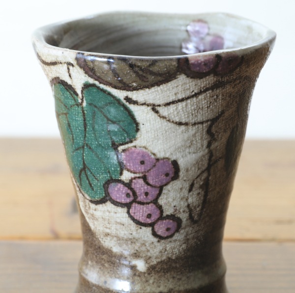 【益子焼】こだわりのお手頃タンブラー 布目ぶどう NEWデザイン 【単品１個】