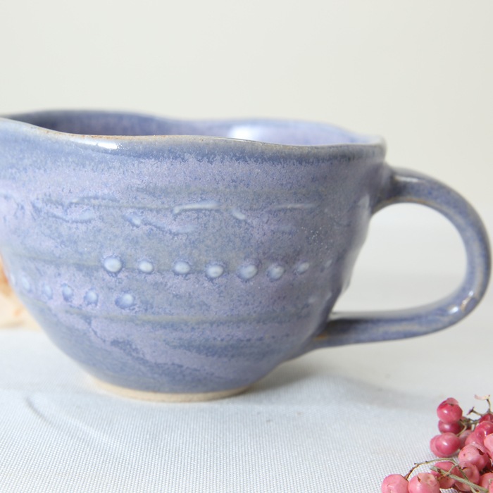 【益子焼】釉シリーズ　深さのあるカフェオレ　スープカップ　いっちん　まだらバイオレット【単品１個】