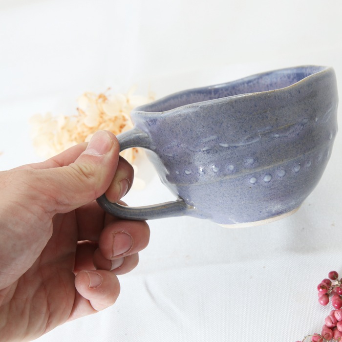 【益子焼】釉シリーズ　深さのあるカフェオレ　スープカップ　いっちん　まだらバイオレット【単品１個】
