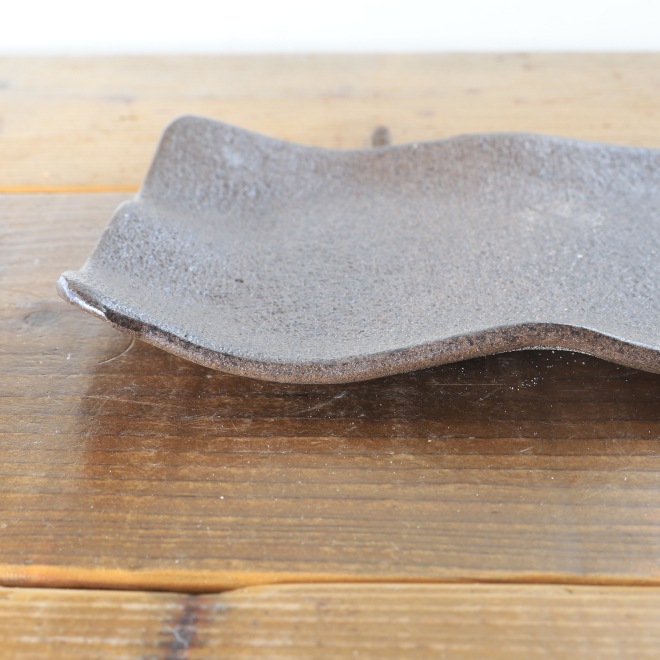 【益子焼】 14.5cm×20cm 角皿 板皿 長皿 串皿 天ぷら皿 にぎり寿司皿 魚皿 刺身皿 炭化焼無地 【単品１枚】