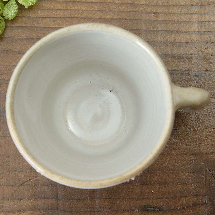 【益子焼】釉シリーズ　コーヒーカップ＆ソーサー　しのぎ　　【お花風ピンクいっちん入り・単品１客】