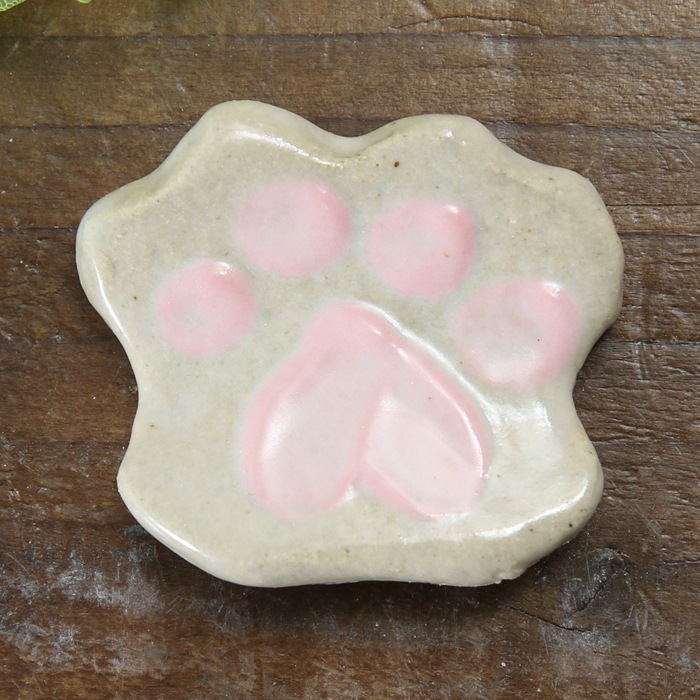 【益子焼】釉薬シリーズ ワンニャンの手のような ピンク肉球の箸置き 【単品1個】