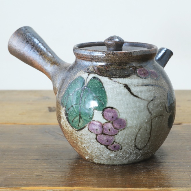 益子焼｜【益子焼】 急須 やや大きめ急須 炭化焼シリーズ 布目ぶどう