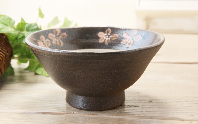 【益子焼】開いた形のさくらの深さのある小鉢【単品1個】