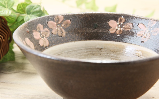【益子焼】開いた形のさくらの深さのある小鉢【単品1個】