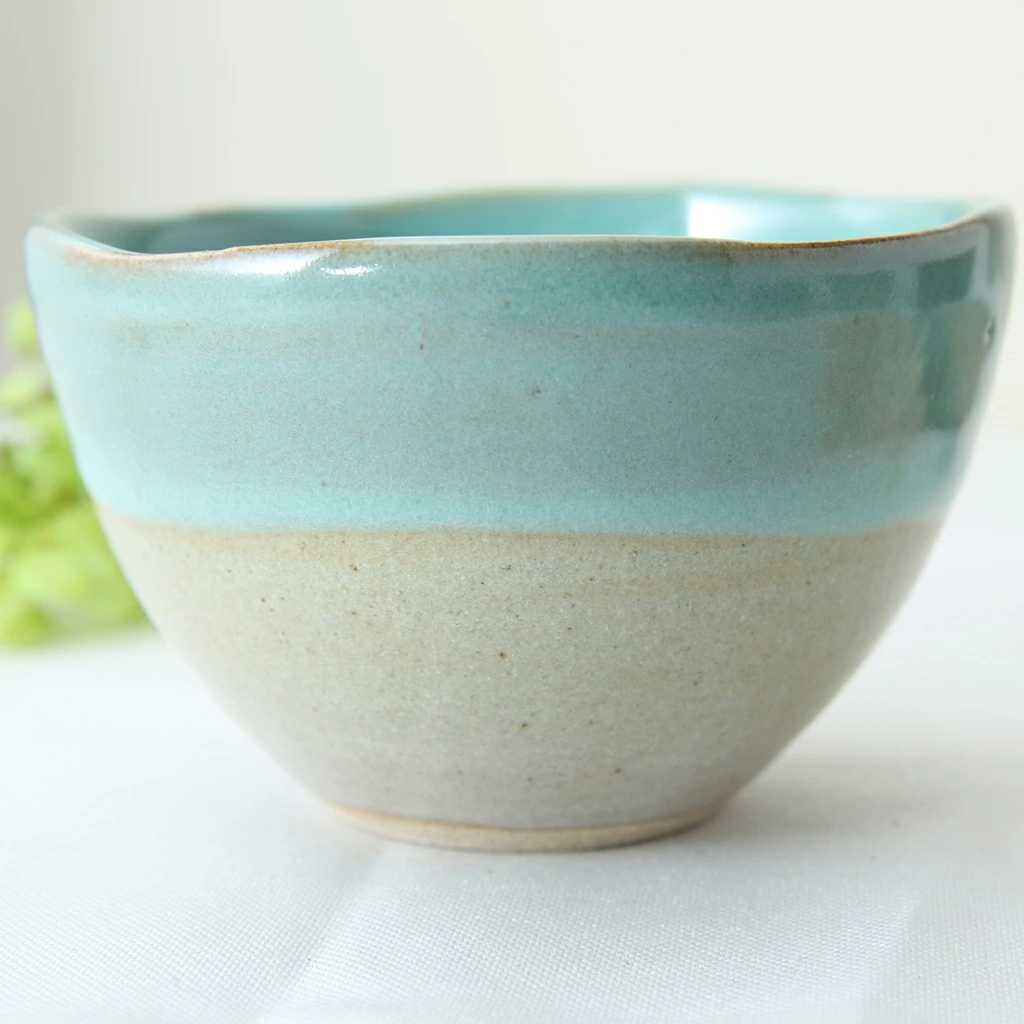 【益子焼】 釉薬シリーズ お手頃サイズ カフェオレボウル＆ソーサー 単品1客 レトログリーン
