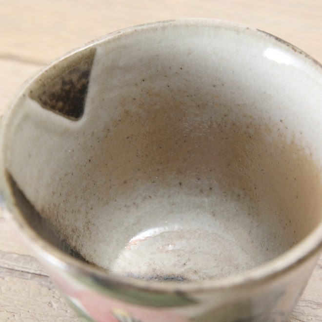 【益子焼】職人が作ったこだわりのそばちょこ 蕎麦猪口 【優しい風合いのつばき模様・単品１個】