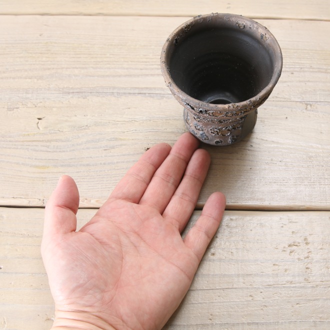 【益子焼】 2.8号鉢 植木鉢 陶器鉢 塊根植物 アガベ サボテン 【NEW銀河鉢クレーター・Black＆Gold・gold多めな面あり】 高さ約8cm 作家 陶芸家 横山雄一作