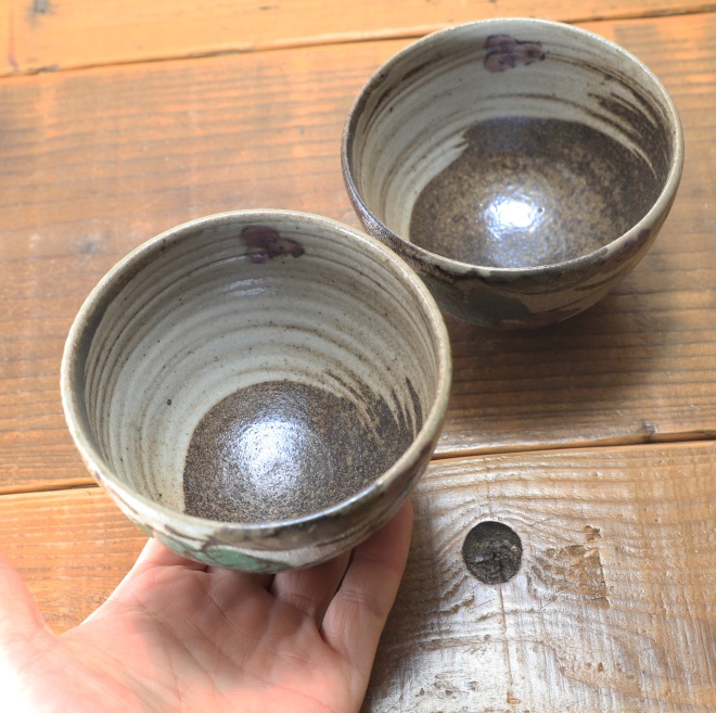【益子焼】カフェオレボウル スープボウルにも 布目ぶどうシリーズ【単品1個】