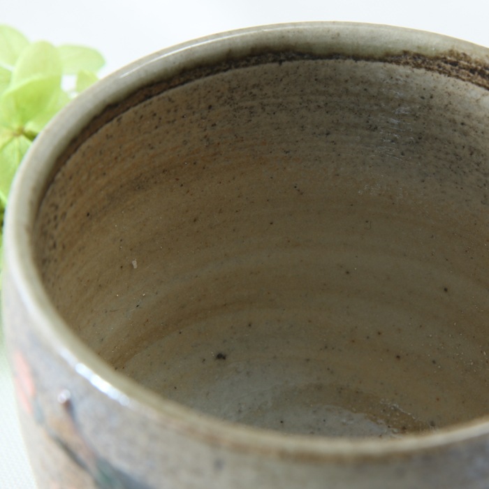 【益子焼】　マグカップ おしゃれ 下しのぎ さくら桜模様 明るめな風合いの炭化焼　【単品１個】