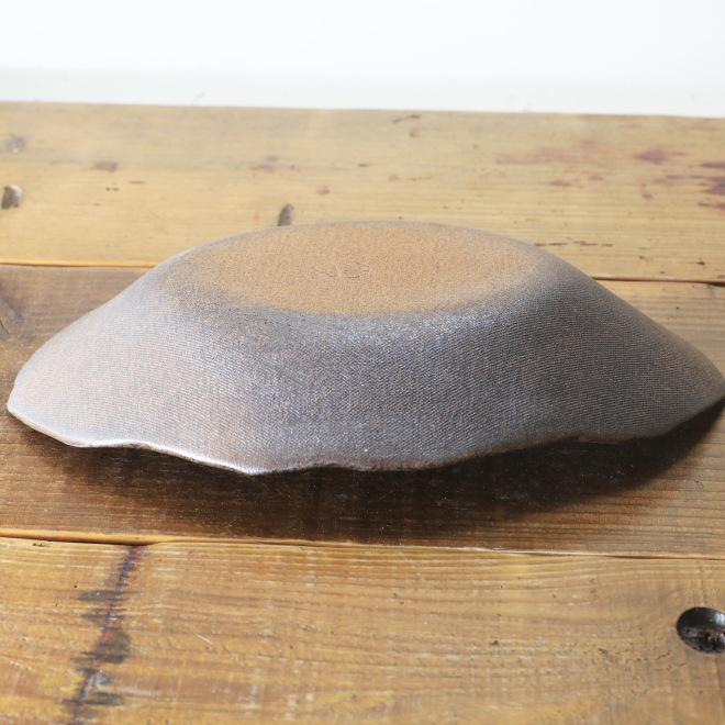 【益子焼】お蕎麦 カレー皿に たたら作り オーバル 変形 盛り鉢 刷毛目模様【単品１枚】