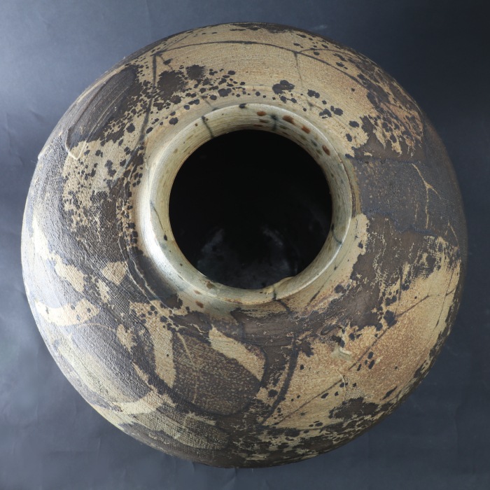 【益子】 陶芸家 陶芸作家 三宅洋司 花器 壺 南瓜文大壺 高さ40cm 一点物 箱無し