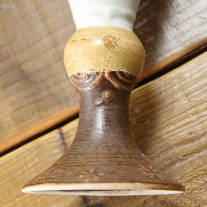 【益子焼】釉シリーズ　縁をカットした洋風デザイン　２種釉薬のいっちんシャンパンカップ　ワインカップ　シャンパングラス　【単品１個】