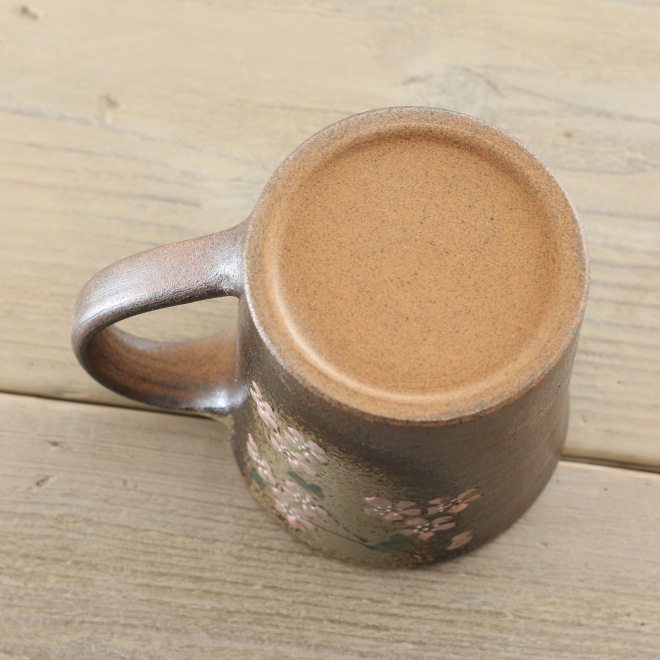 【益子焼】 ビールジョッキ 大きめ 寸胴 炭化焼シリーズ さくら桜 【単品1個】