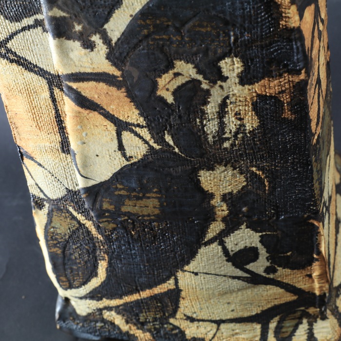 【益子】 陶芸家 陶芸作家 三宅洋司 花器 角瓶 南瓜文角瓶 高さ29.5cm 一点物 箱無し