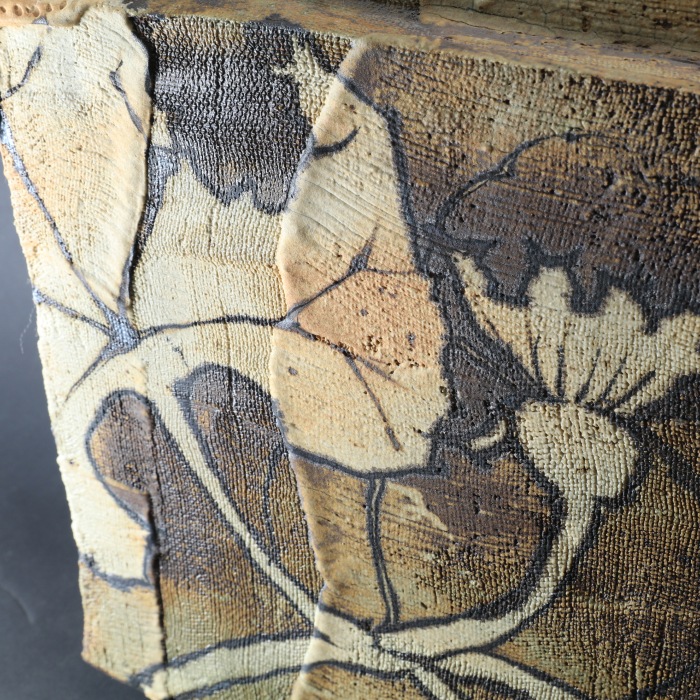 【益子】 陶芸家 陶芸作家 三宅洋司 花器 角瓶 南瓜文角瓶 高さ31cm 一点物 箱無し