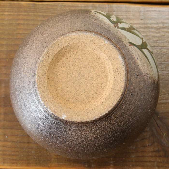 【益子焼】 花瓶 花器 フラワーベース 高さ12.5cm 丸く膨らませた壺 小さめ 一点物 【さぎ草 鷺草模様 単品1個】