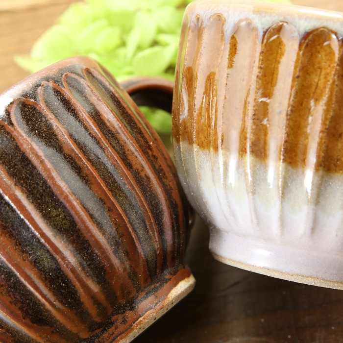 【益子焼】釉シリーズ　しのぎ　小さめマグカップ　【単品１個】