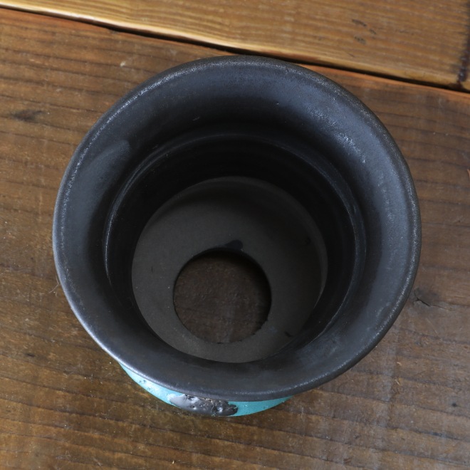 3.8号鉢 高さ約10cm 植木鉢 陶器鉢 塊根植物 アガベ サボテン コーデックス 【釉美シリーズ・銅青磁銀河溶岩流】 作家 陶芸家 横山雄一作 一点物