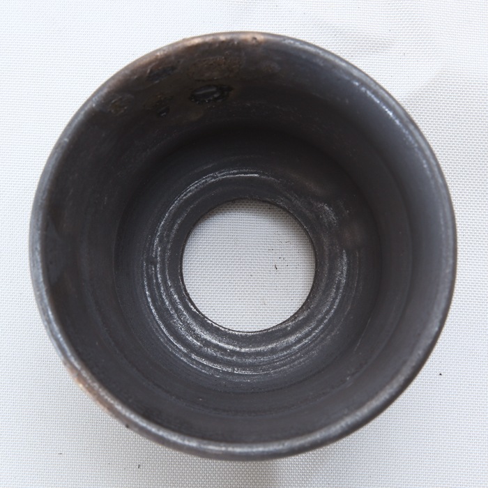 【益子焼】 3.5号鉢 植木鉢 陶器鉢 塊根植物 パキポディウム グラキリス 【黒金銀河鉢・Black＆Gold Garaxy】 上部2ライン 高さ7cm 作家 陶芸家 横山雄一作