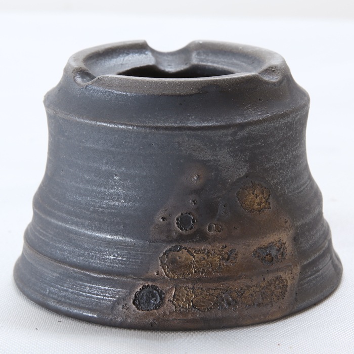 【益子焼】 3.5号鉢 植木鉢 陶器鉢 塊根植物 パキポディウム グラキリス 【黒金銀河鉢・Black＆Gold Garaxy】 上部2ライン 高さ7cm 作家 陶芸家 横山雄一作