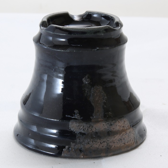 【益子焼】 3.5号鉢 植木鉢 陶器鉢 塊根植物 パキポディウム グラキリス 【銀河鉢DANDYシリーズ・深い瑠璃釉・黒金系色流れ模様】 高さ9cm 作家 陶芸家 横山雄一作