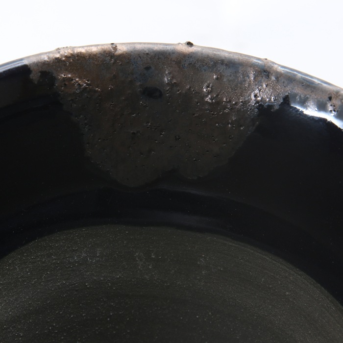 【益子焼】 3.5号鉢 植木鉢 陶器鉢 塊根植物 パキポディウム グラキリス 【銀河鉢DANDYシリーズ・深い瑠璃釉・黒金系色流れ模様】 高さ9cm 作家 陶芸家 横山雄一作