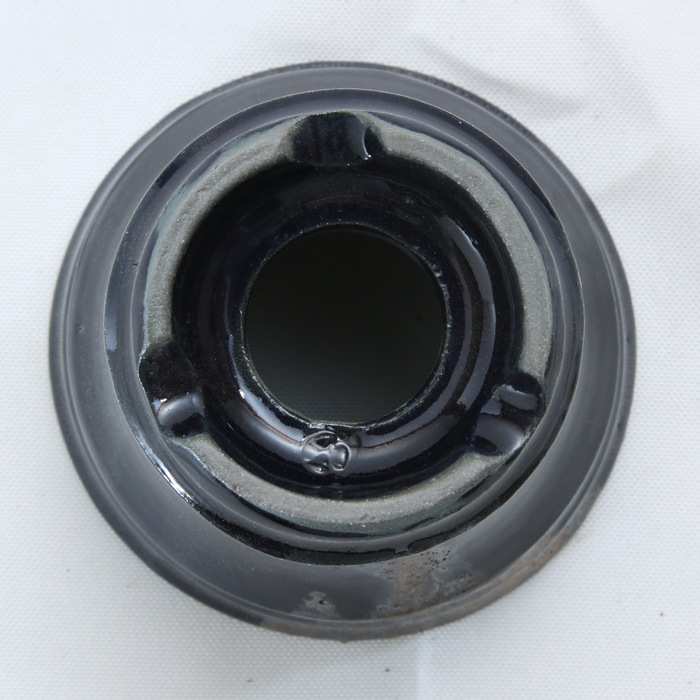 【益子焼】 3.5号鉢 植木鉢 陶器鉢 塊根植物 パキポディウム グラキリス 【銀河鉢DANDYシリーズ・深い瑠璃釉・黒金系色流れ模様】 高さ9cm 作家 陶芸家 横山雄一作