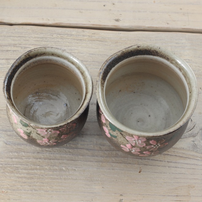 【益子焼】 夫婦湯呑み 夫婦湯飲み さくら桜 ふっくら持ちやすい
